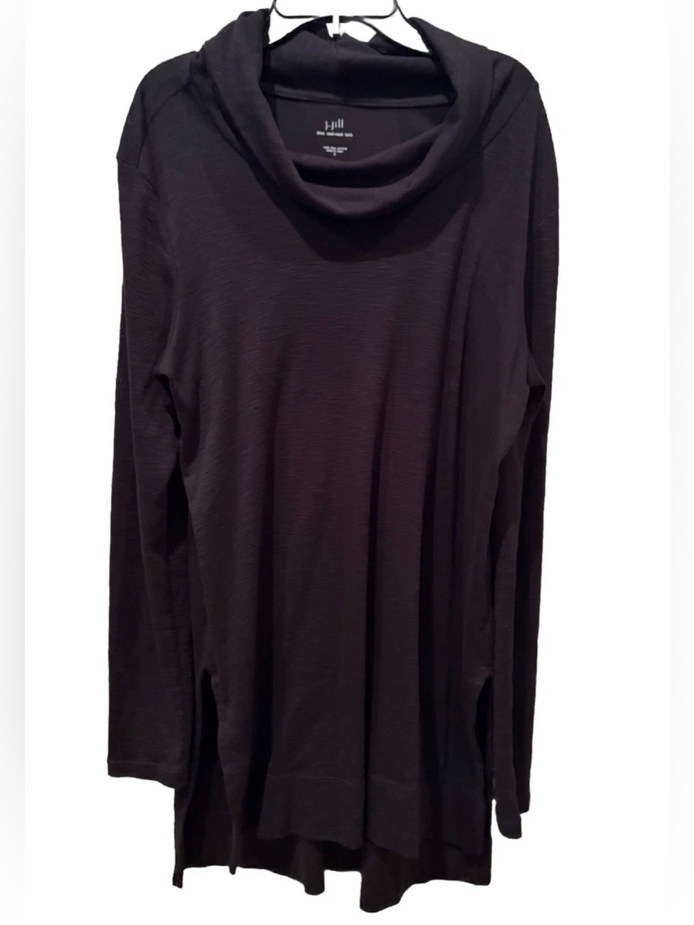 J. Jill Black Draped Cowl Neck Long Sleeve Tunic Top Size Small